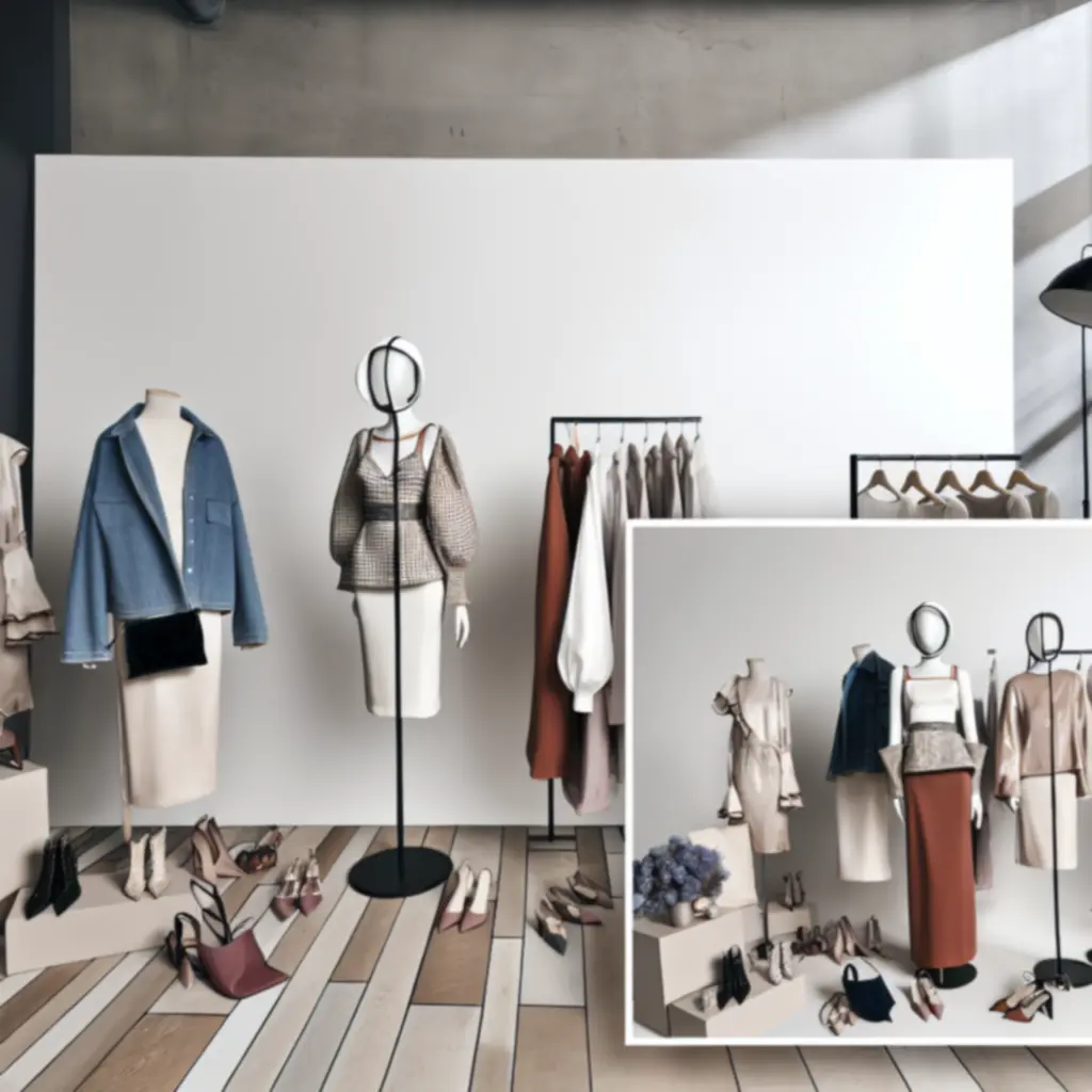 Moderne damesmode met kleding, schoenen en accessoires