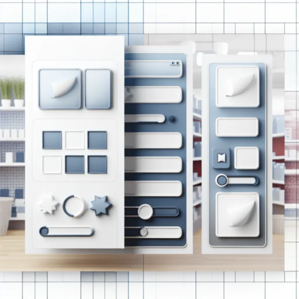 Illustratie van productfilters met categorieën en schuifregelaars