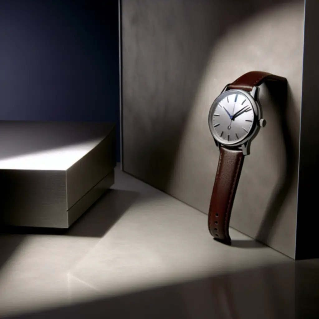 Navigator horloge met stalen kast en lederen band